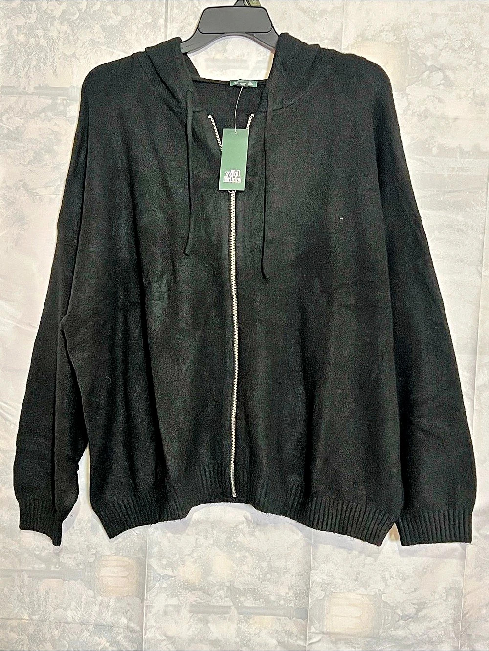 NWT Wild Fable Black Knit Full-Zip Hoodie Sweater Size 2X